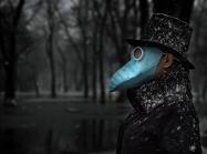 man in black plague bird mask