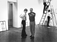 The author with Ray Johnson installing A Lot of Shirley Temple Postcards exhibition, March 1968