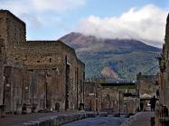 Pompeii excavations with Mount Vesuvius, 2011. License