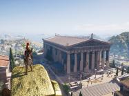 Image of Assassin’s Creed: Odyssey’s reconstruction of the Athenian Akropolis ca. 431-422 BCE. The famous Parthenon is visible, as well as the ancient Athenian landscape beyond it. 