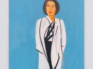 Alex Katz (b. 1927), Vivien in White Coat 1, 2020. Oil on linen. 60 × 48 in. (152.4 × 121.9 cm).