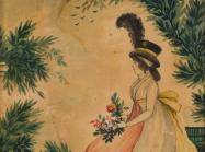 Watercolor Painting of woman with flowers
