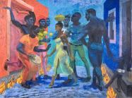Carlos Cancio "Through the fiery Antillean street goes Tembandumba de la Quimbamba" (2003), Acrylic on canvas, Collection of Museum of Art of Puerto Rico.