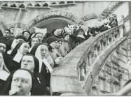 Henri Cartier-Bresson black and white photograph on nuns lining a staircase