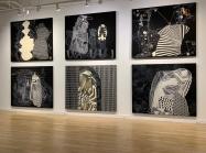 Cue Art Foundation 2019 NYC Installation of Sarah Amos' Solo Show Chalk Lines