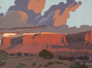 Bill Schenck  (b. 1947)  Seven Yearlings along the Wash, 2012  oil on canvas  25 x 50 in. (63.5 x 127 cm.)  Estimate: 12,000-18,000