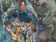 Self Portrait by George Grosz: Man surrounded by smeared colors and shapes