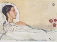 Ferdinand Hodler painitng of a woman in bed in white linens