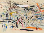 large, abstract painting composed of wide, expressive paint marks