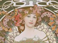 Mucha poster of a woman surrounded by flowers
