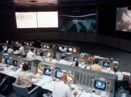 Overall view of the Mission Operations Control Room in the Mission Control Center, Building 30, during the Apollo 9 Earth-orbital mission.