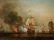 Samuel Scott, Wager's Action off Cartagena, 28 May 1708, before 1772. Oil on canvas 33.9 x 8.9 in. National Maritime Museum, Greenwich, London.