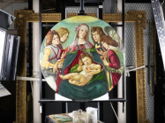 Botticelli painting on under light in conservation lab