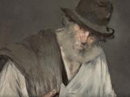 Detail of Manet painting of older man with walking stick