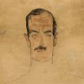 Egon Schiele, Dr. von Graff, 1910, pencil, charcoal, and wash on paper, cropped. Private Collection