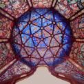 Judith Schaechter, Super/Natural (detail), 2023-2025. Stained-glass panels and wood frame, 96 x 60 x 60 inches. 