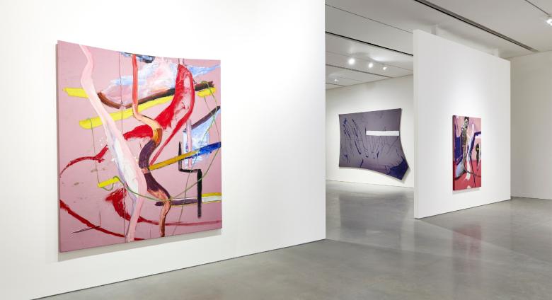 Installation view of Julian Schnabel: The Patch of Blue the Prisoner Calls the Sky at Pace Gallery.