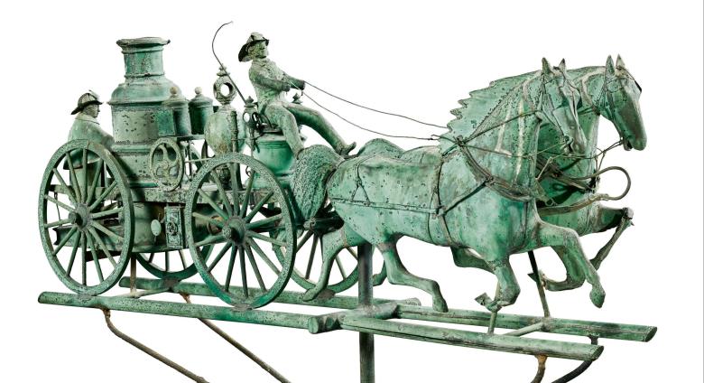 Weathervane depicting a Fire Pumper and Double-Horse Carriage