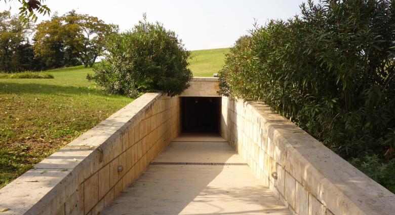 Entrance to the Royal tombs within the Great Tumulus at Aigai (Vergina), Greece, 2008. License