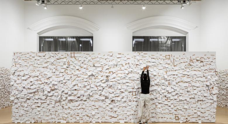 Installation view of My Mommy is Beautiful in Yoko Ono: Music of the Mind , Gropius Bau, Berlin, Germany, 2025. © Gropius Bau, photo: Luca Girardini. Artwork © Yoko Ono
