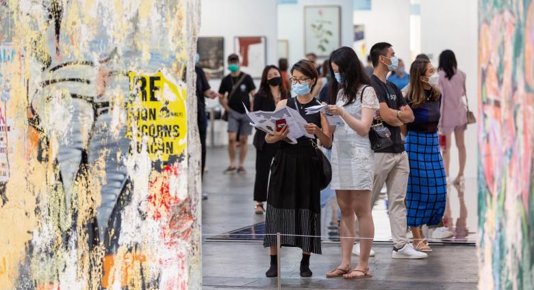 Visitors at Art Basel Hong Kong 2021