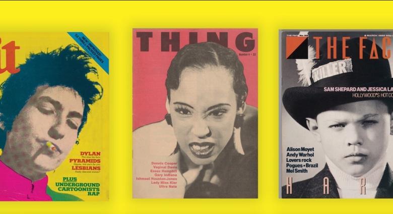 Cover of IT (International Times) magazine, March 9–23, 1972; Cover of Thing: She Knows Who She Is magazine, Spring 1991 (no. 4); Cover of The Face magazine, March 1985 (no. 59).