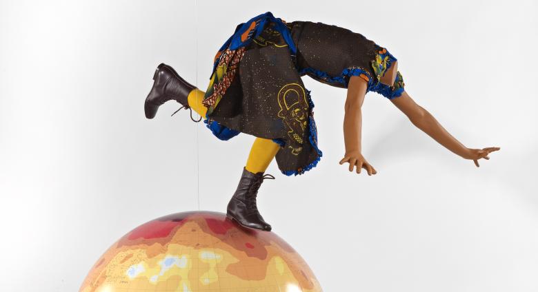 Bellerby & Co Globe used in Yinka Shonibare installation titled: Champagne Kids