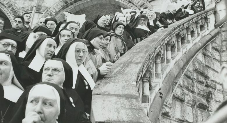 Henri Cartier-Bresson black and white photograph on nuns lining a staircase