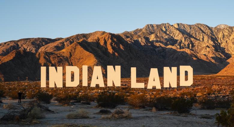Indian Land spelled out massively in the style of the original Hollywood sign 