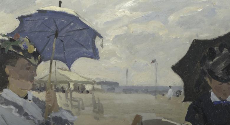 Detail woman and man on beach woman holding umbrella
