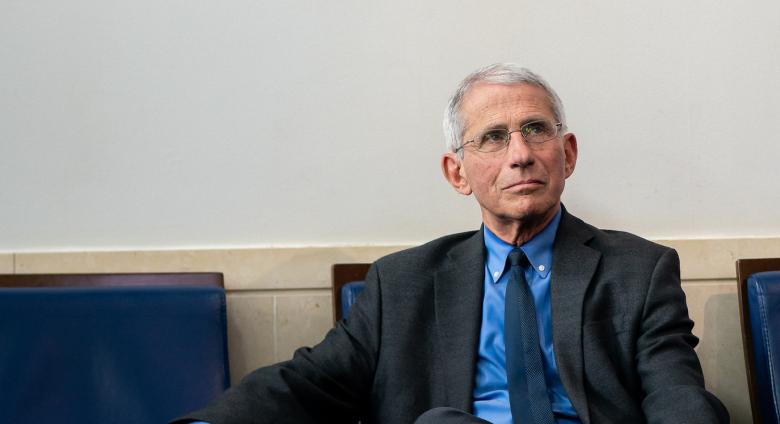 Dr. Anthony S. Fauci in the James S. Brady Press Briefing Room of the White House 