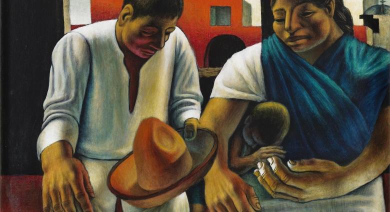 Campesinos (Peasants), 1953, John Wilson (American, 1922–2015), Oil on paper, mounted on board. Private collection, Boston. Estate of John Wilson.