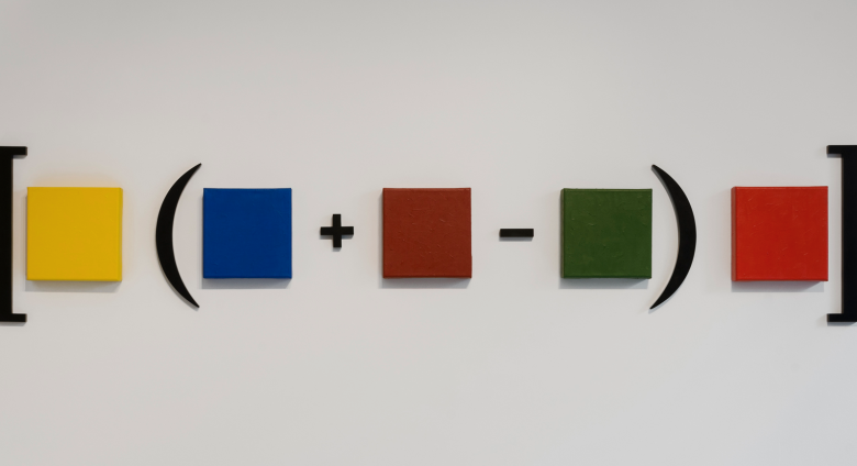 Horacio Zabala artwork showing a math equation with colorful squares instead of numbers