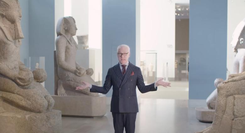 Tim Gunn Standing in Egyptian Art Gallery at the Met