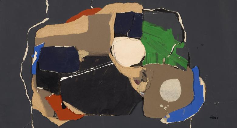 Frank Wimberley , Untitled, 1971.  Collage with paint on paper . 21 1/8 x 28 in.