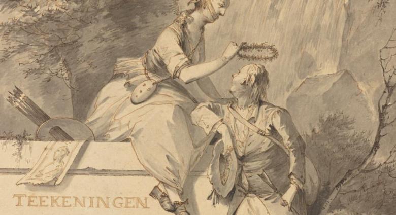 Gerard van Nijmegen (Dutch, 1735 - 1808), Allegory of Painting and Drawing, 1801. Pencil, pen and gray and brown ink, and gray wash. 14 15/16 × 10 13/16 in (38 × 27.4 cm). The J. Paul Getty Museum, Los Angeles.