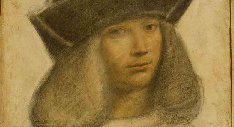Giovanni Antonio Boltraffio, Franceso Melzi, 1510-1511. Charcoal, white chalk, and chalks of various colors on prepared paper. Ambrosian Library.