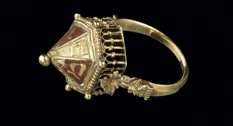Jewish ceremonial wedding ring, from the Colmar Treasure, ca. 1300– before 1348.