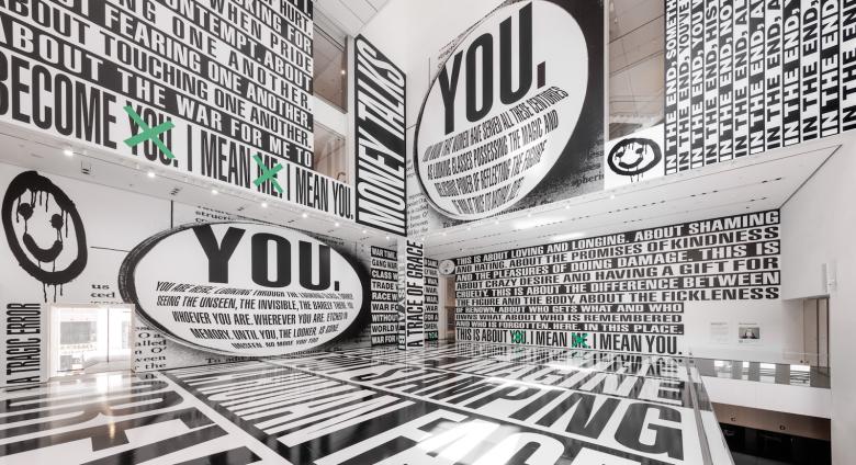 Installation view of Barbara Kruger: Thinking of You. I Mean Me. I Mean You., on view at The Museum of Modern Art, New York from July 16, 2022 – January 2, 2023.
