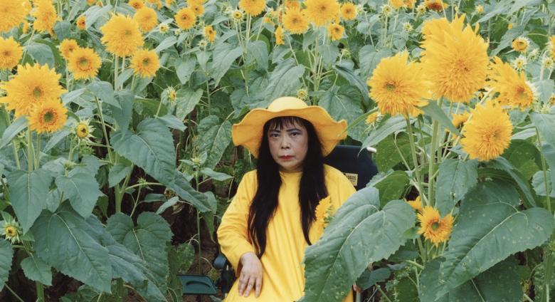 Kusama in Flower Obsession. Photo by Yusuke Miyazaki. 