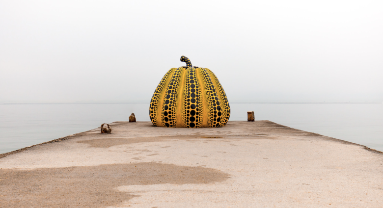 Yayoi Kusama's Yellow Pumpkin on the Japanese island of Naoshima. Image by jezhowell.photo via Flickr