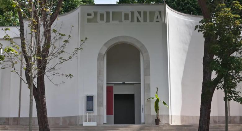 The entrance to the Polish Pavilion at the Venice Biennale.