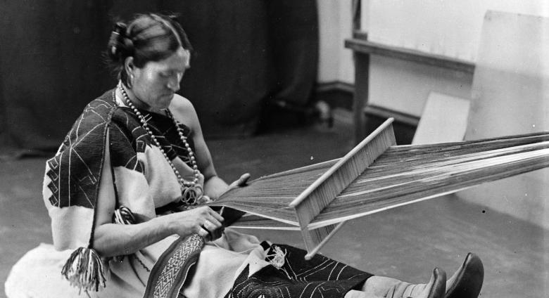 The late We'wa photographed weaving by John K. Hillers (1843-1925).