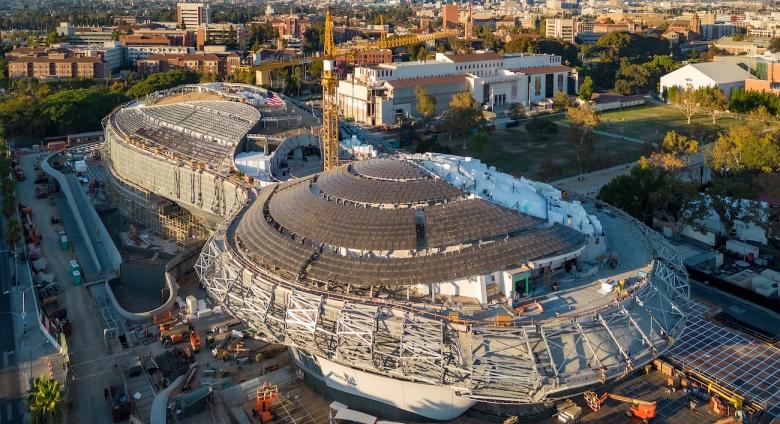 The Lucas Museum of Narrative Art under construction in 2022.