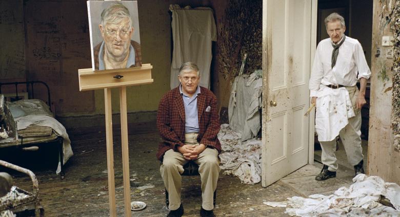 Lucian Freud and David Hockney photographed by David Dawson in 2002.