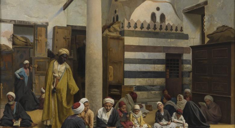 Ludwig Deutsch (1855–1935), In the Madrasa, 1890. Oil on panel.