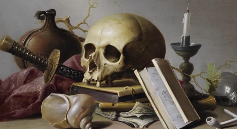 Momento Mori painting with skull
