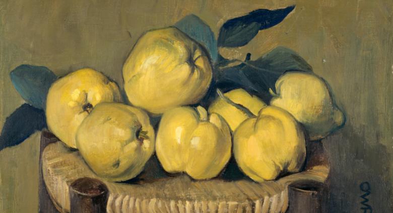still life of Quinces on a stool top