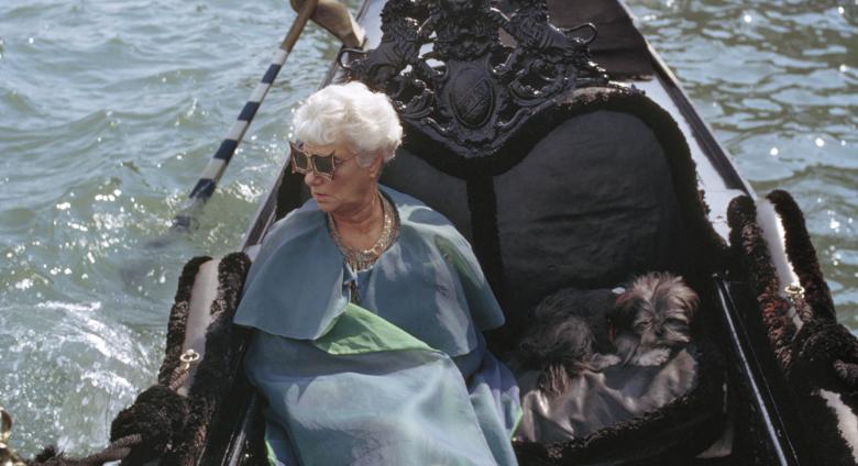 Peggy Guggenheim in her gondola, Venice, 1968.