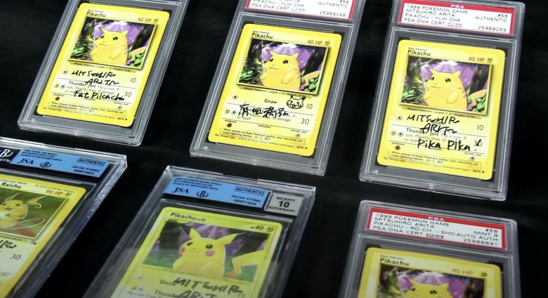 Pikachu Cards. Still Image from "Q/A Interview with Mitsuhiro Arita - Original Pokemon Artist."